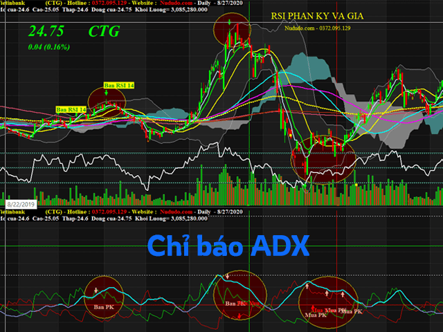 Giao diện của đường chỉ báo ADX