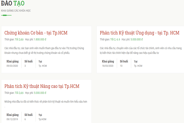 Khóa học đầu tư chứng khoán tại TPHCM của Vietstock