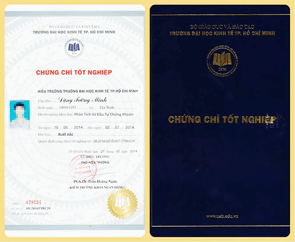 Chứng chỉ tốt nghiệp của khóa học chứng khoán đại học kinh tế