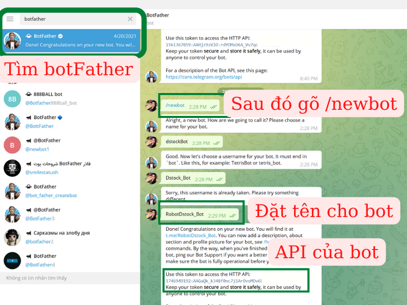 Cách tạo Bot Father cho Telegram