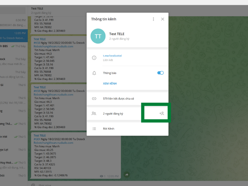 Thêm Bot Telegram vào Channel