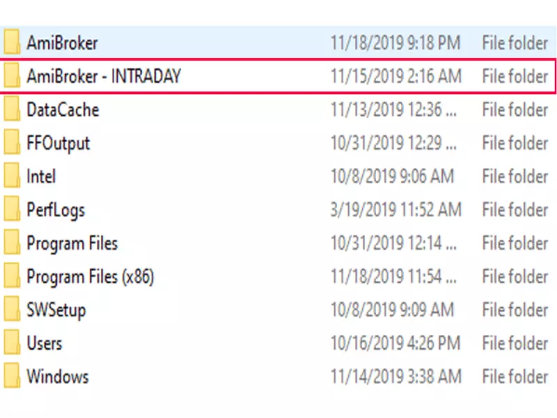 Thực hiện Copy thêm một files Amibroker INTRADAY