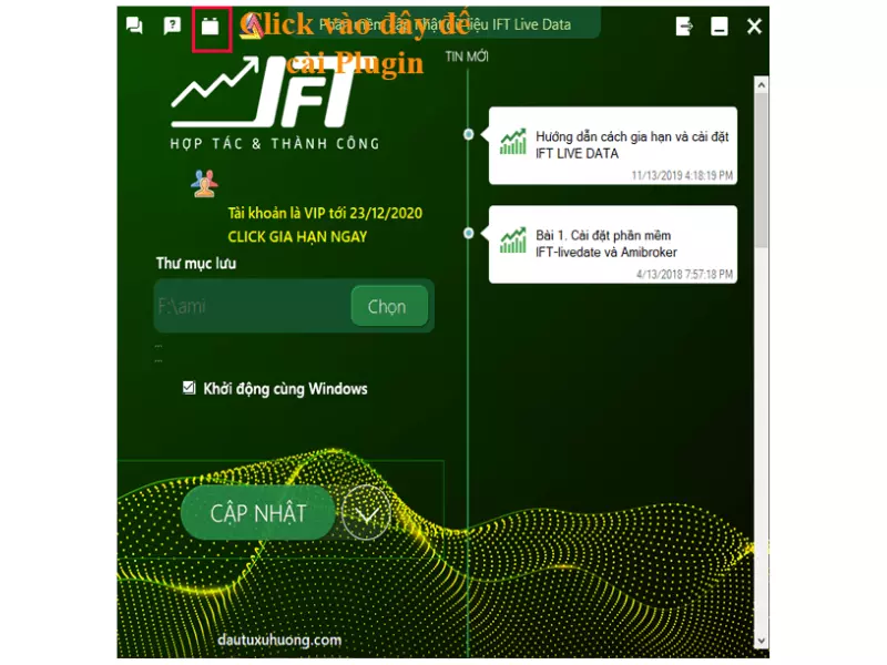 Cài đặt iFT LIVE DATA cho phần mềm phân tích chứng khoán Amibroker