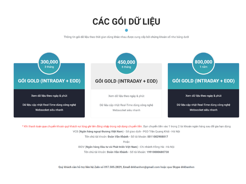 Datatick của chứng khoán số có giá thành khá rẻ