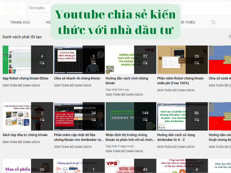 tài liệu tự học đầu tư chứng khoán miễn phí trên Youtube