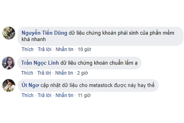Hình 3: Phản hồi của khách hàng khi sử dụng phần mềm cập nhật dữ liệu Amibroker và Metastock IFT LIVE DATA