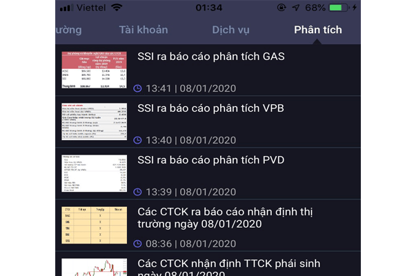 Báo cáo phân tích cổ phiếu trong VPS Smartpro