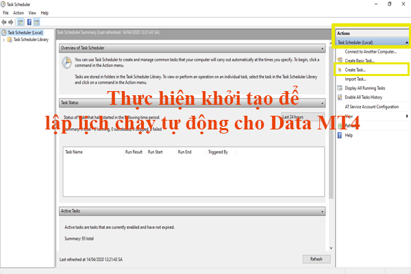 Thực hiện khởi tạo lịch chạy dữ liệu chứng khoán cho MT4 tự động