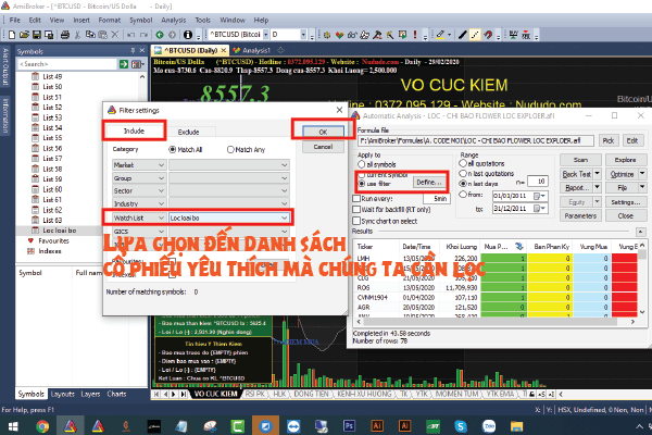 Lựa chọn danh sách mã cổ phiếu cần lọc trong Amibroker