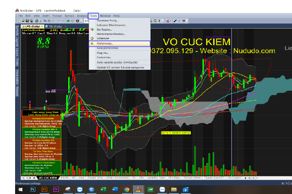 Vào Tools để thêm sheet tab trong Amibroker