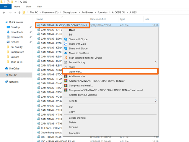 Cách sửa code AFL trong Amibroker bằng Notepad