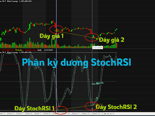 Phân kỳ dương của chỉ báo Stochastic RSI