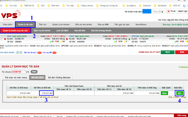 Cách rút tiền từ VPS ra ngân hàng bằng Website Smartone