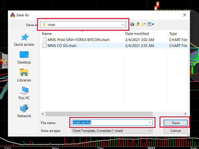 Chọn nơi lưu chart trong Amibroker