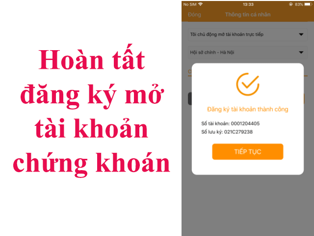Hoàn tất đăng ký mở tài khoản chứng khoán tại VNDIRECT