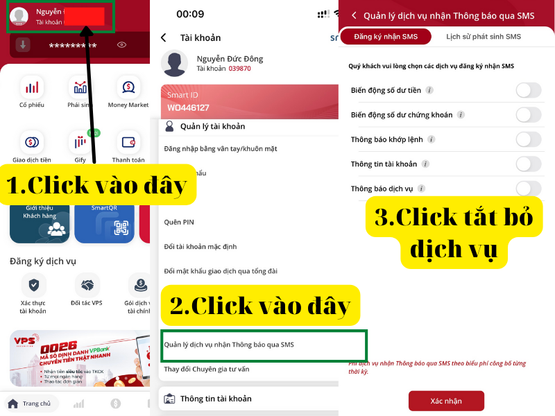 Cách tắt thông báo biến động số dư SMS của VPS