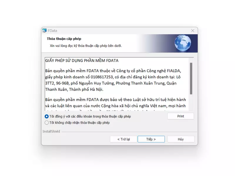 Điều kiện cấp phép của Fdata