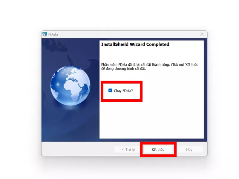 Kêt thúc cài đặt Fdata
