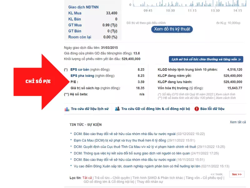 Nhà đầu tư có thể dễ dàng tra cứu chỉ số P/E trên các website