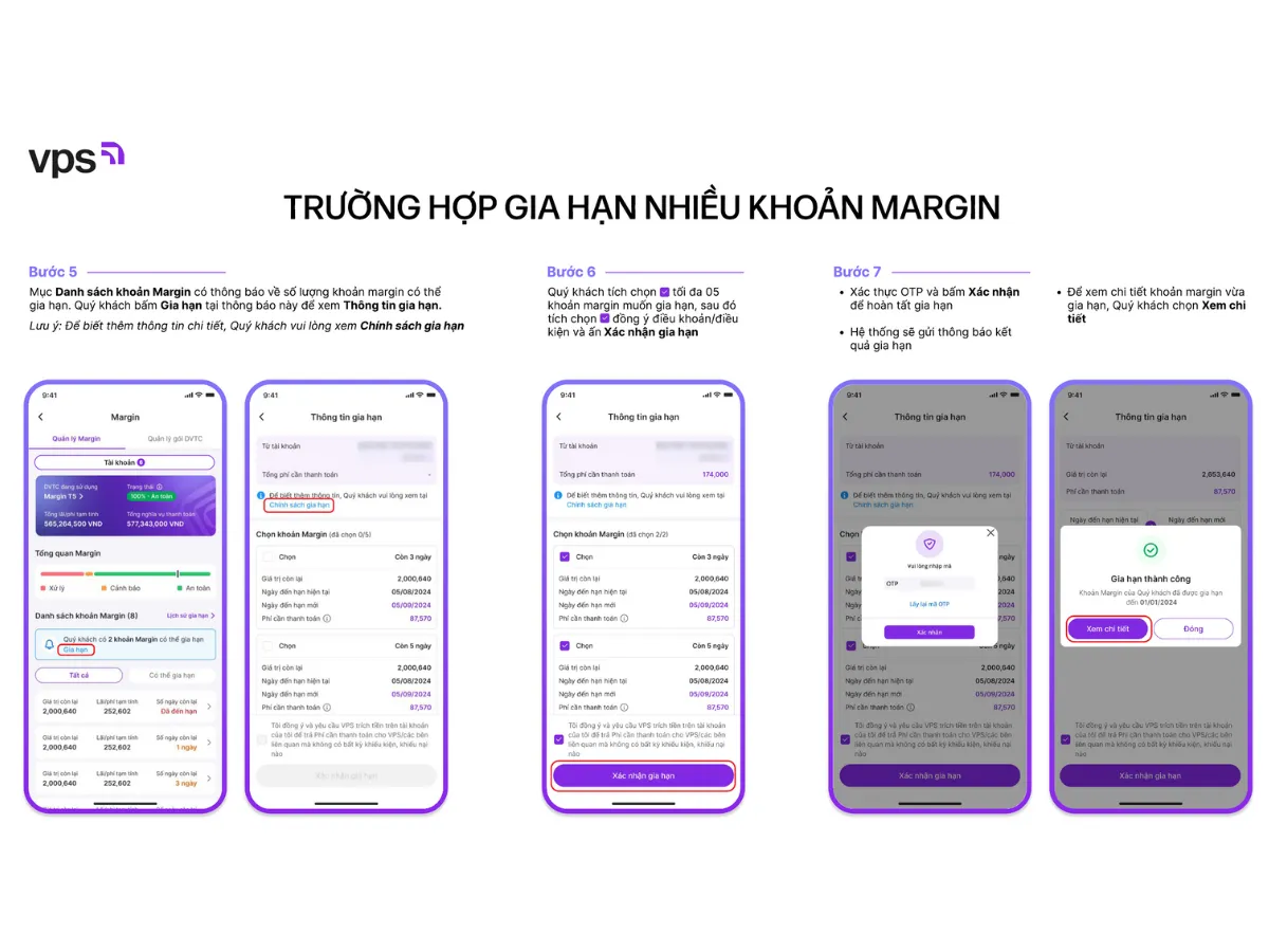 Cách gia hạn 05 khoản vay margin VPS